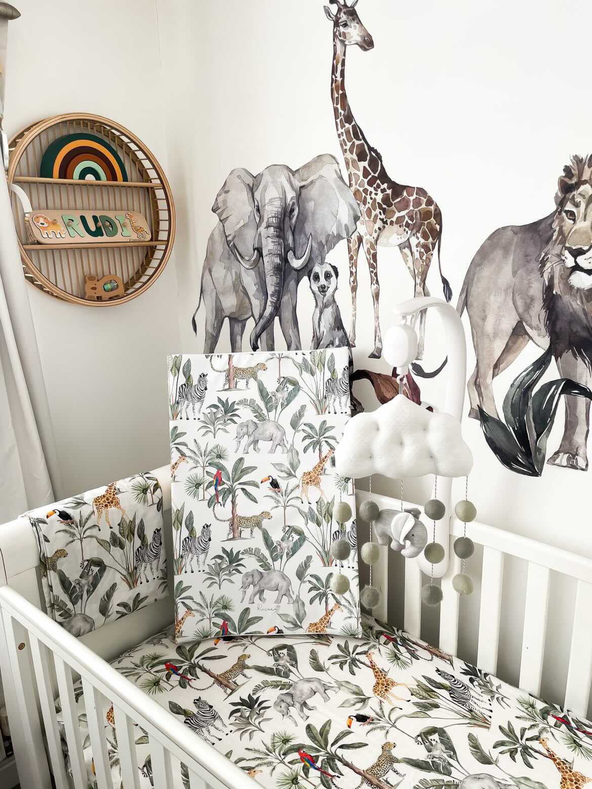 Organic Muslin Fitted Cot Bed Sheet- Safari