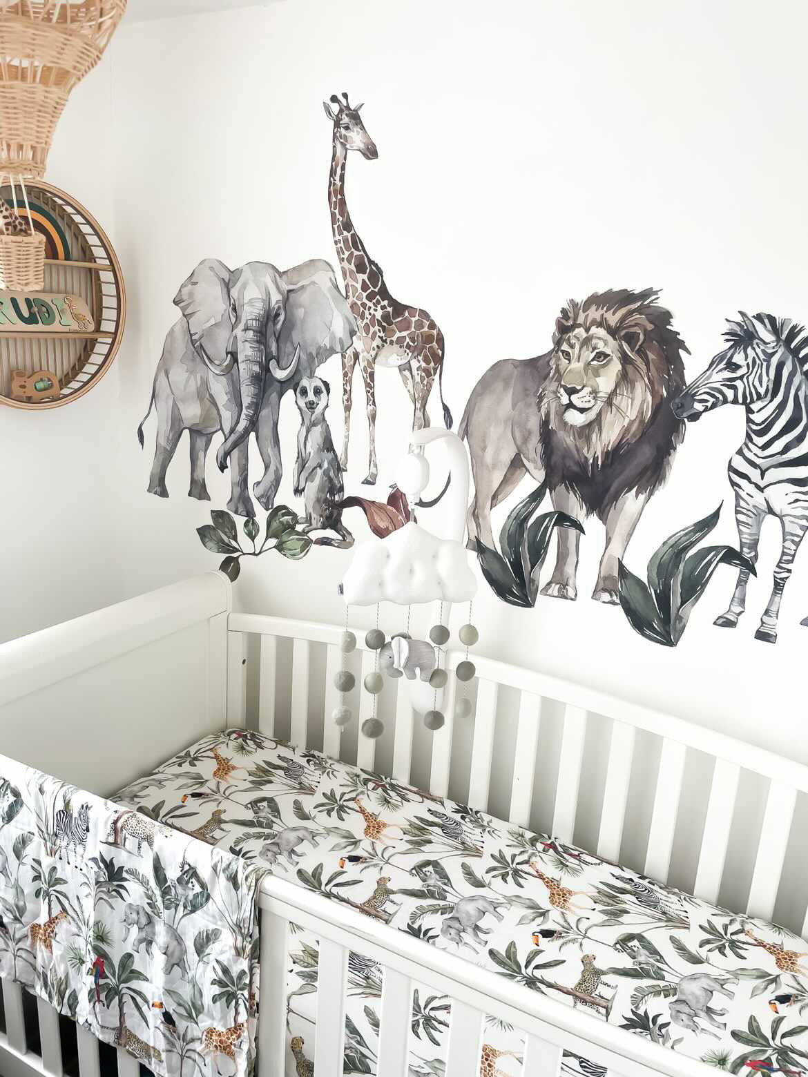 Organic Muslin Fitted Cot Bed Sheet- Safari