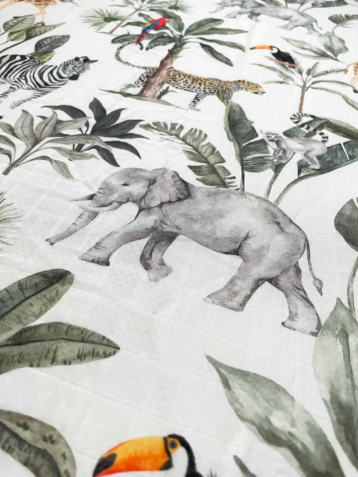 Organic Muslin Fitted Cot Bed Sheet- Safari