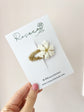 White & Gold Tinsel Crochet Flower Clip