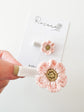 Single Pink Flower Crochet Clip