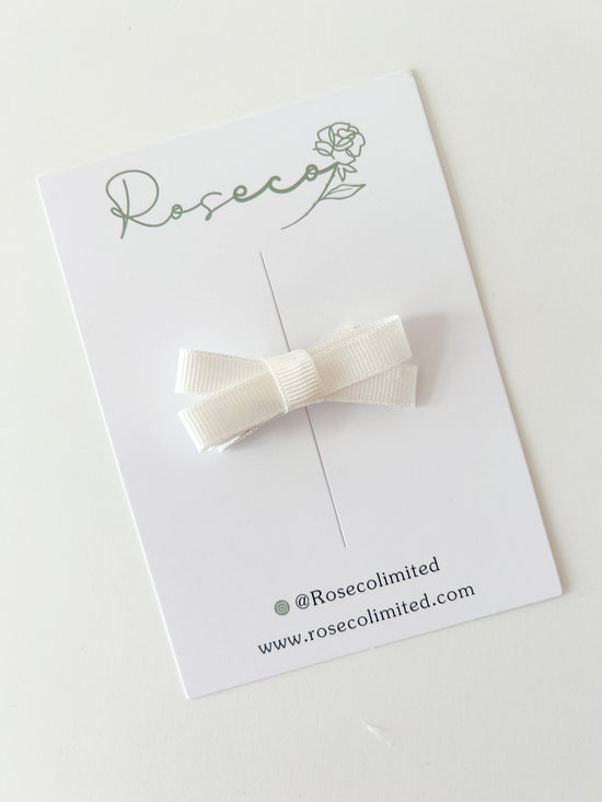 White Satin Bow Clip