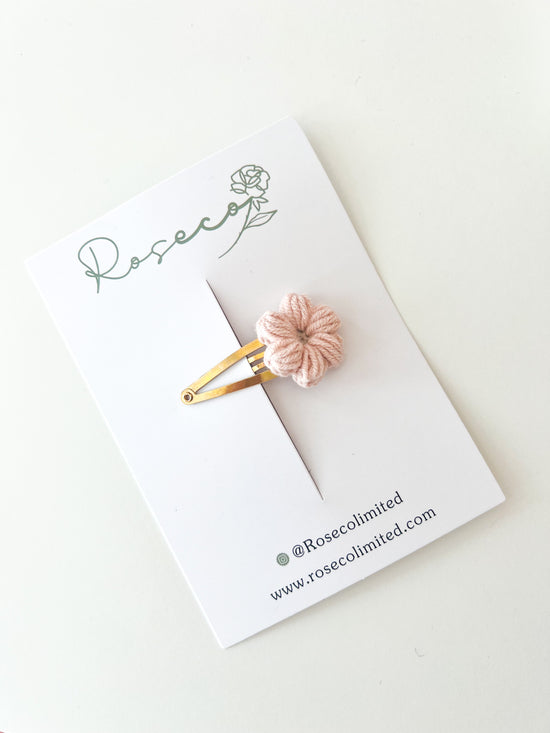 Dusky Pink Puff Flower Snap Clip