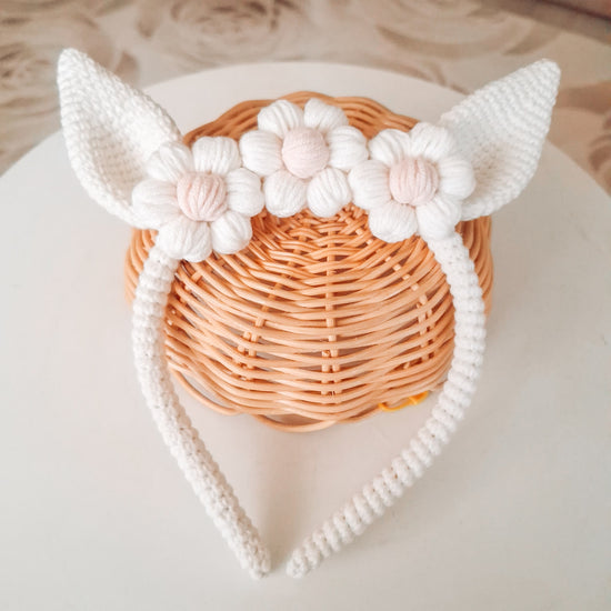 Bunny Flower Crochet Headband