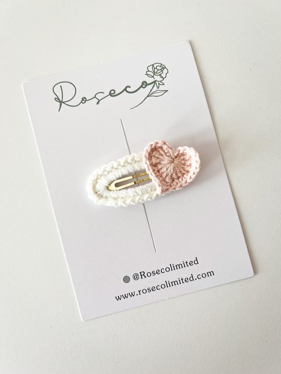 Pink Heart Crochet Clip