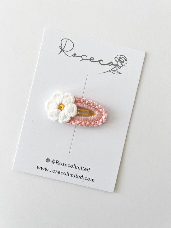 Pink Flower Crochet Clip