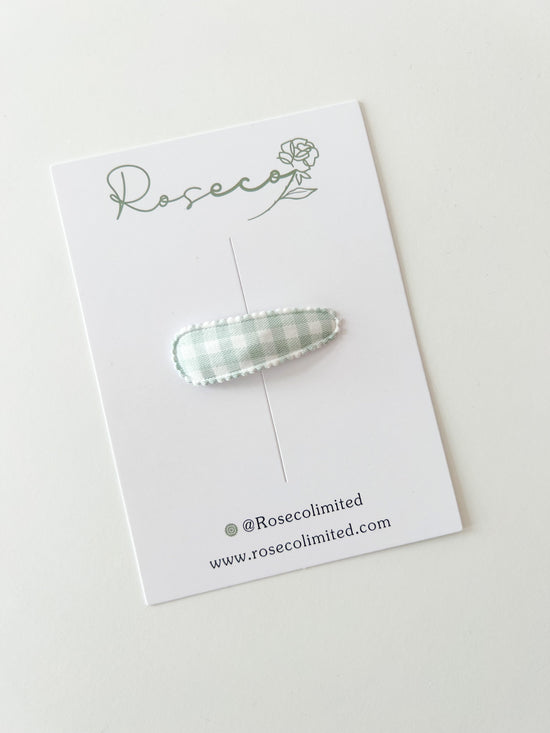 Green Gingham Snap Clip