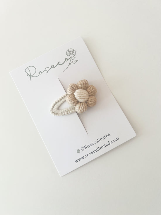 Caramel Puff Flower Crochet Clip