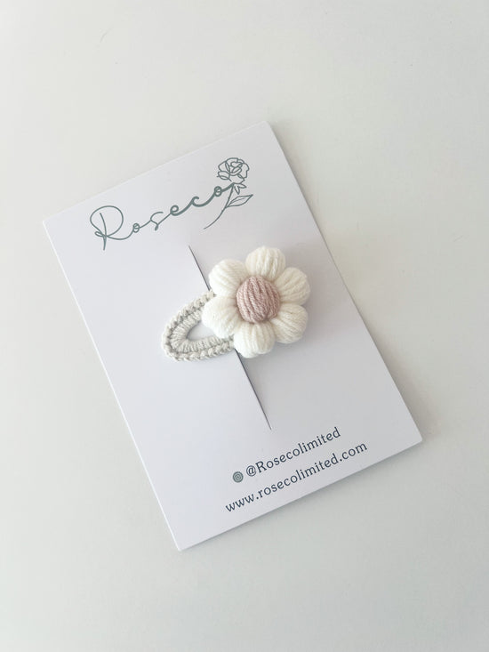 Baby Powder Puff Flower Crochet Clip