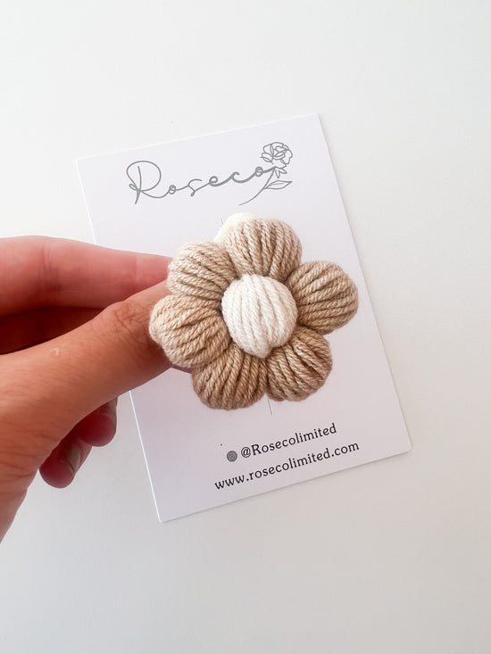 Caramel Puff Flower Crochet Hairband