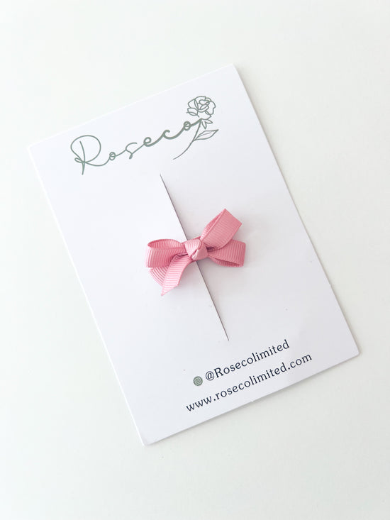 Mini Bow Snap Clip- Rose Pink