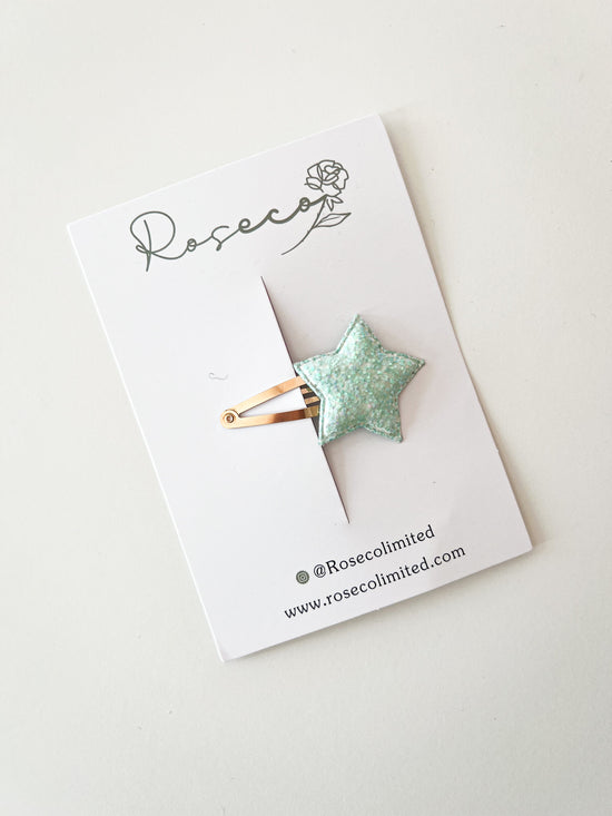 Green Glitter Star Snap Clip