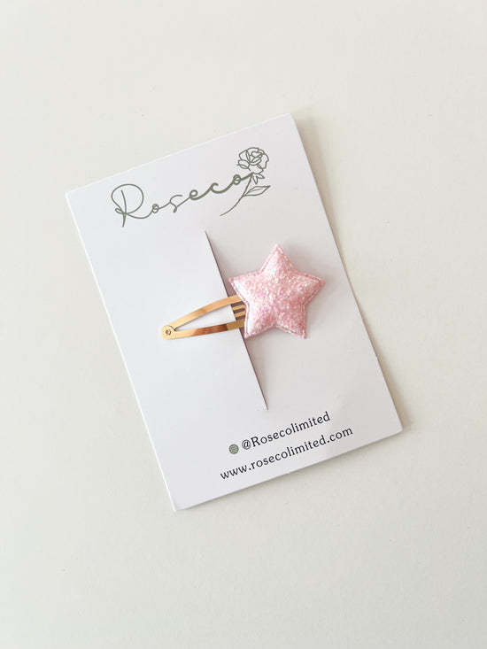 Pink Glitter Star Snap Clip