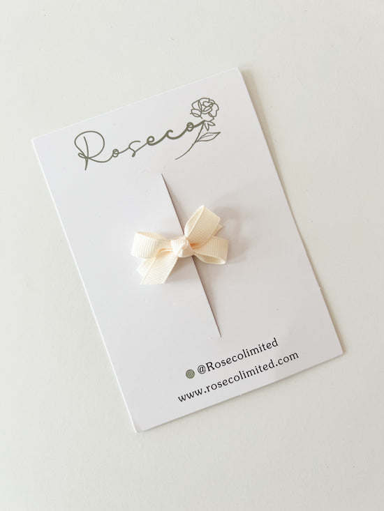 Mini Bow Snap Clip- Beige