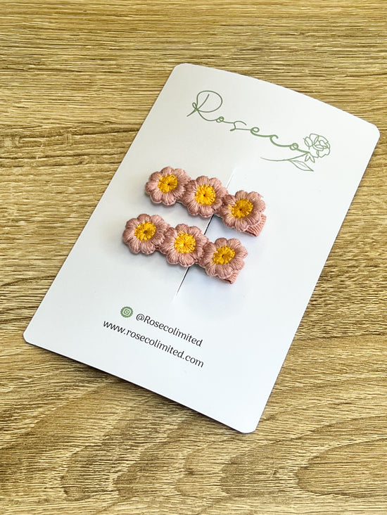 Crochet Flower Trio Soft Back Clips