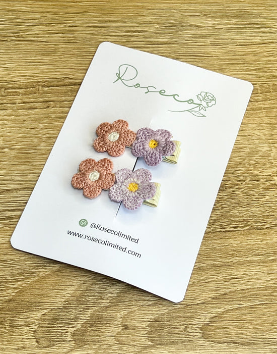 Crochet Floral Soft Back Clips