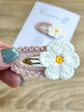 Dusky Pink Flower Crochet Snap Clip